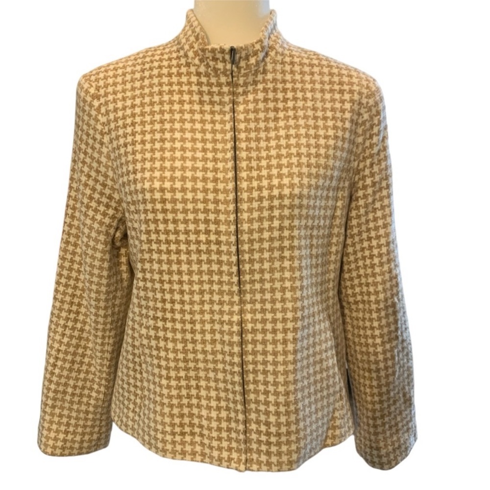 Norton McNaughton Tan Houndstooth Blazer